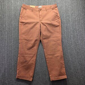 LL Bean Pants Womens 14 Petite Brown Favorite Fit Organic Cotton Chino Stretch